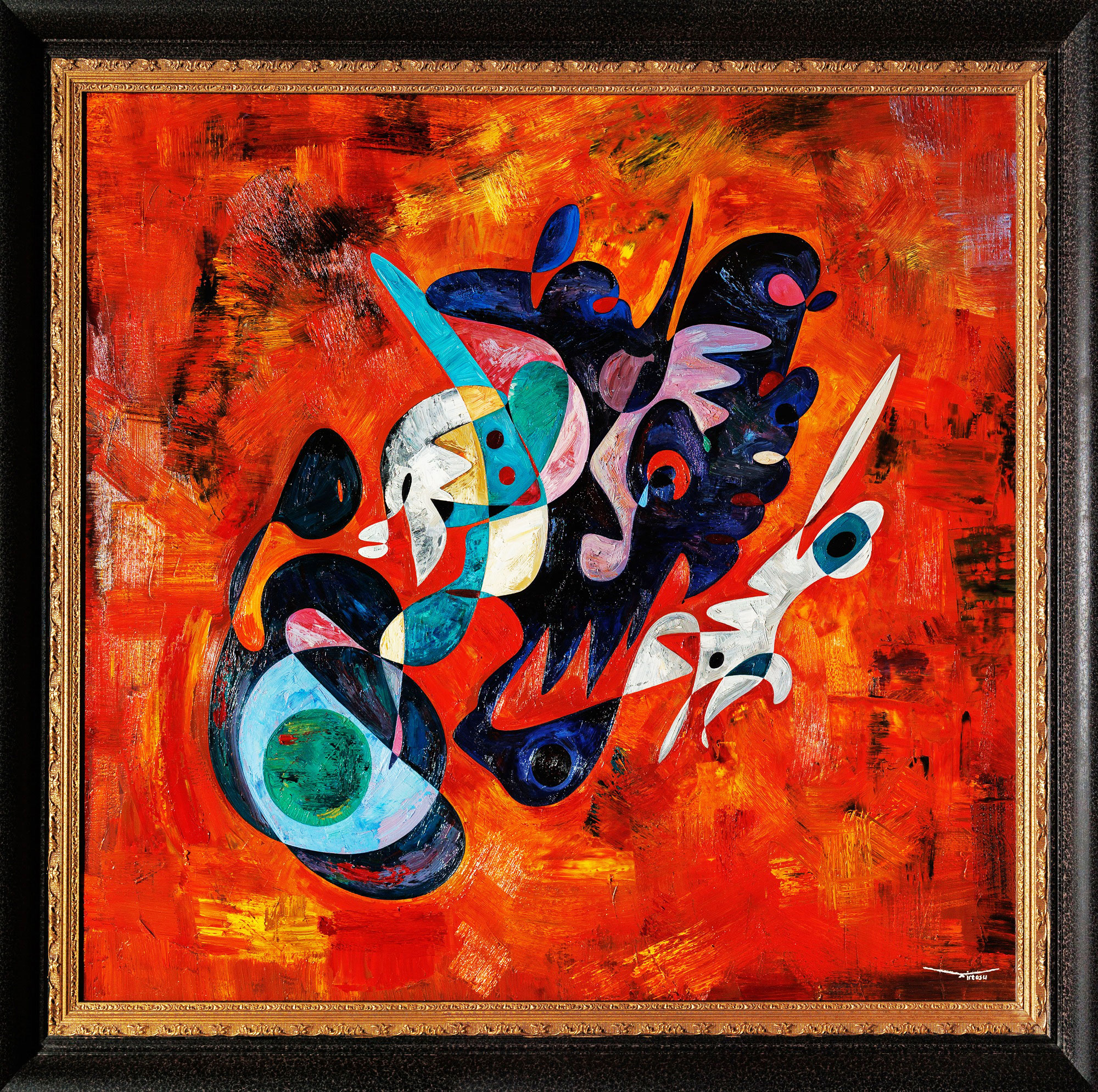 Le couple de l’univers – monumental oil painting by Gheorghe Virtosu